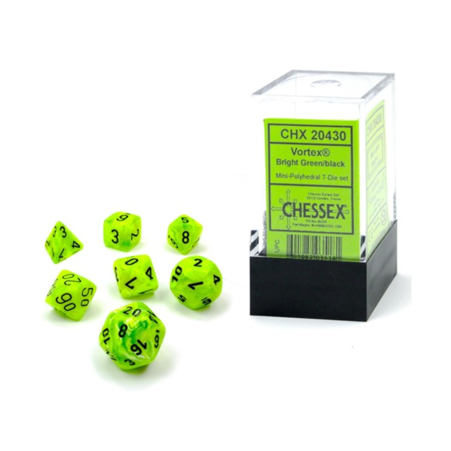Amazon.com: Chessex Dice Set – 10mm Vortex Bright Green/Black